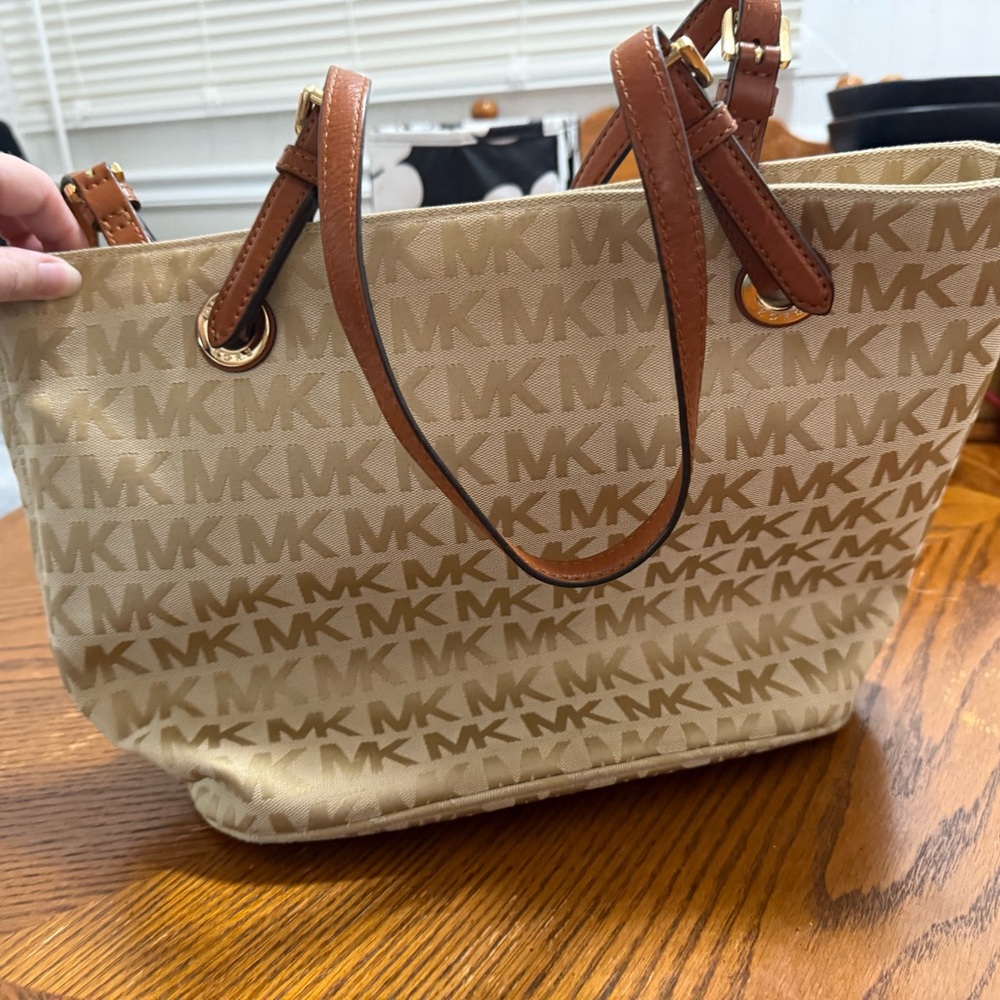 Michael Kors Beige and Brown Monogram Tote